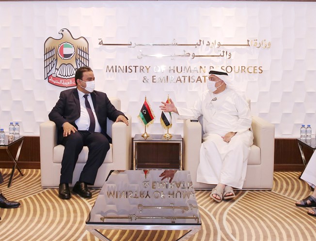 Minister of Human Resources and Emiratisation, Libyan counterpart discuss bilateral relations in labour field