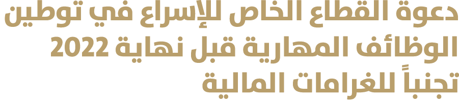 دعوة القطاع الخاص للإسراع في توطين الوظائف المهارية قبل نهاية 2022 تجنباً للغرامات المالية 