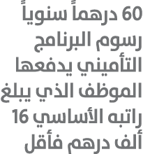 60 درهماً سنوياً رسوم البرنامج التأميني يدفعها الموظف الذي يبلغ راتبه الأساسي 16 ألف درهم فأقل 