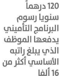 120 درهماً سنويا رسوم البرنامج التأميني يدفعها الموظف الذي يبلغ راتبه الأساسي أكثر من 16 ألفا