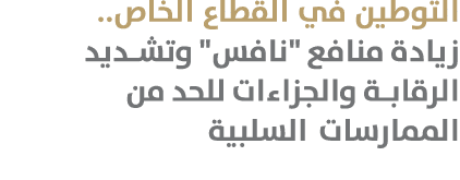 التوطين في القطاع الخاص.. زيادة منافع \“نافس\" وتشديد الرقابة والجزاءات للحد من الممارسات السلبية 