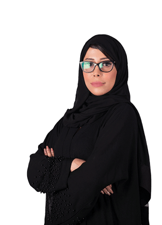 Arab woman wearing Abaya and optical glasses . Isolated on white background.