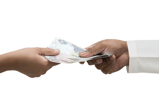 United Arab Emirates Dirhams in hand