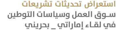 استعراض تحديثات تشريعات سوق العمل وسياسات التوطين في لقاء إماراتي _ بحريني 