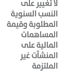 لا تغيير على النسب السنوية المطلوبة وقيمة المساهمات المالية على المنشآت غير الملتزمة 