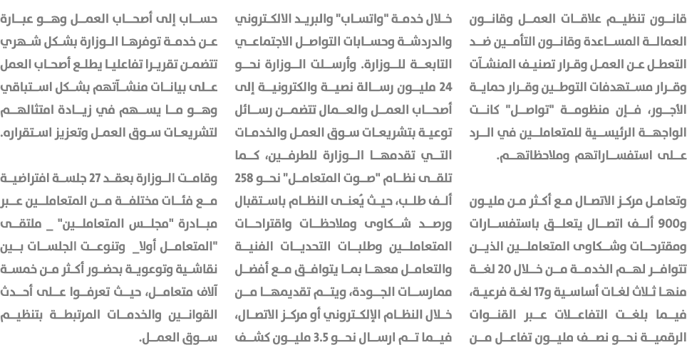 قانون تنظيم علاقات العمل وقانون العمالة المساعدة وقانون التأمين ضد التعطل عن العمل وقرار تصنيف المنشآت وقرار مستهدفات...