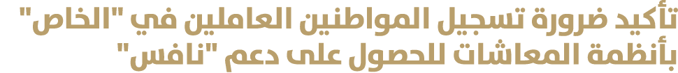 تأكيد ضرورة تسجيل المواطنين العاملين في \“الخاص\" بأنظمة المعاشات للحصول على دعم \"نافس\" 