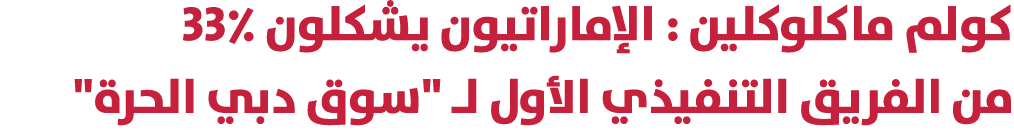 كولم ماكلوكلين : الإماراتيون يشكلون 33٪ من الفريق التنفيذي الأول لـ \“سوق دبي الحرة\" 