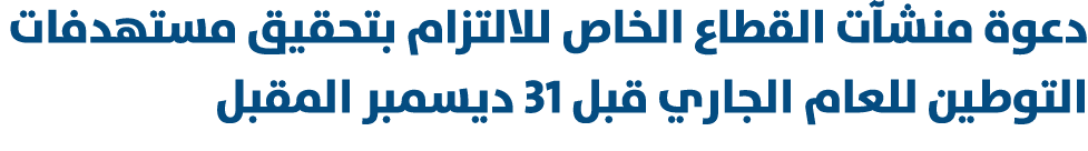 دعوة منشآت القطاع الخاص للالتزام بتحقيق مستهدفات التوطين للعام الجاري قبل 31 ديسمبر المقبل 