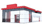 3d Rendering of a Fast food restaurant on white background.