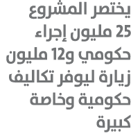 يختصر المشروع 25 مليون إجراء حكومي و12 مليون زيارة ليوفر تكاليف حكومية وخاصة كبيرة 