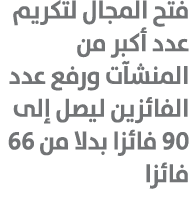 فتح المجال لتكريم عدد أكبر من المنشآت ورفع عدد الفائزين ليصل إلى 90 فائزا بدلا من 66 فائزا