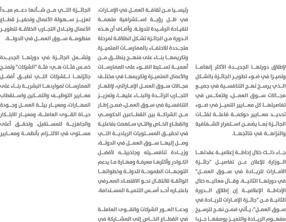 لإطلاق دورتها الجديدة الأكثر إلهاما وتميزا في ضوء تطوير الجائزة بالشكل الذي يرسخ نهج التنافسية في جميع مجالات سوق الع...