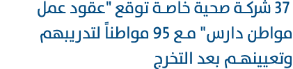  37 شركة صحية خاصة توقع \“عقود عمل مواطن دارس\" مع 95 مواطناً لتدريبهم وتعيينهم بعد التخرج 