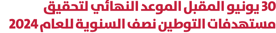 30 يونيو المقبل الموعد النهائي لتحقيق مستهدفات التوطين نصف السنوية للعام 2024 