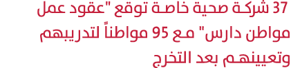  37 شركة صحية خاصة توقع \“عقود عمل مواطن دارس\" مع 95 مواطناً لتدريبهم وتعيينهم بعد التخرج 