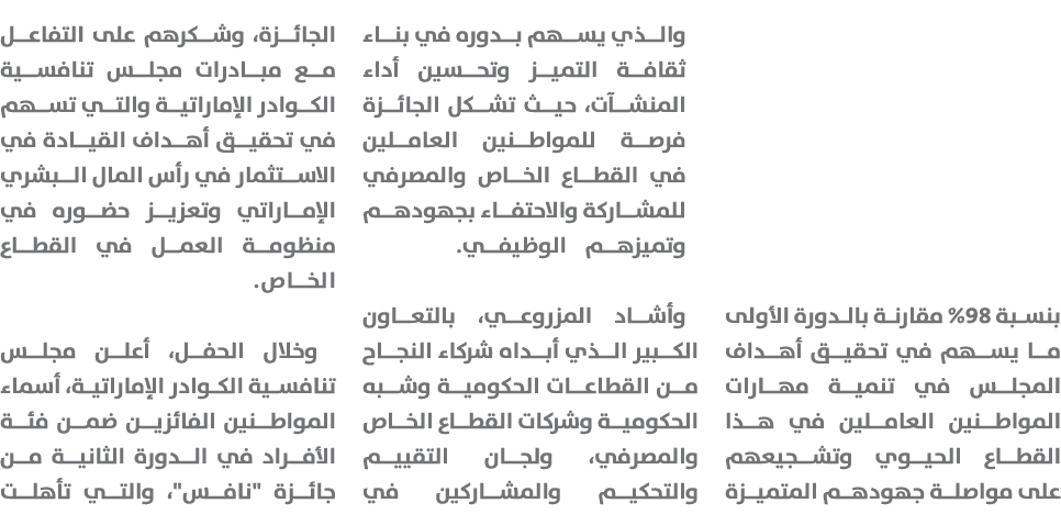 بنسبة 98% مقارنة بالدورة الأولى ما يسهم في تحقيق أهداف المجلس في تنمية مهارات المواطنين العاملين في هذا القطاع الحيوي...