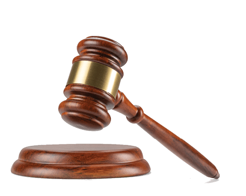 Judge's gavel hammer for adjudication isolated on white background. wooden auction hammer with a wooden stand. law and justice concept. 