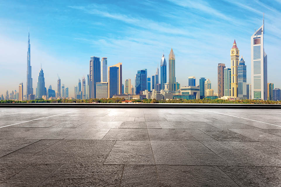 Dubai panaromic view from floor. day view.