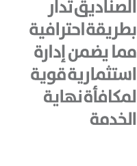 الصناديق تدار بطريقة احترافية مما يضمن إدارة استثمارية قوية لمكافأة نهاية الخدمة 