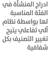ادراج المنشأة في الفئة المناسبة لها بواسطة نظام آلي تفاعلي يتيح تغيير التصنيف بكل شفافية 