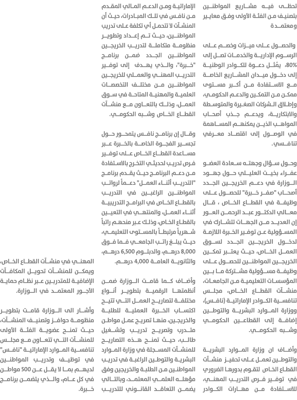 تحظى فيه مشاريع المواطنين بتصنيف من الفئة الأولى وفق معايير ومعتمدة والحصول على ميزات وخصم على الرسوم الإدارية والخدم...