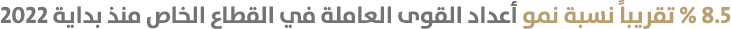 8.5 % تقريباً نسبة نمو أعداد القوى العاملة في القطاع الخاص منذ بداية 2022