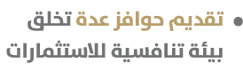  تقديم حوافز عدة تخلق بيئة تنافسية للاستثمارات