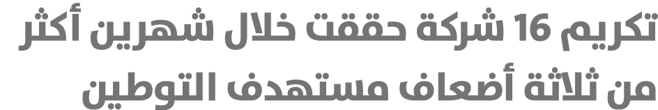 تكريم 16 شركة حققت خلال شهرين أكثر من ثلاثة أضعاف مستهدف التوطين 