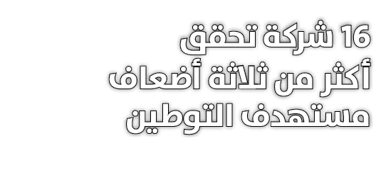 16 شركة تحقق أكثر من ثلاثة أضعاف مستهدف التوطين