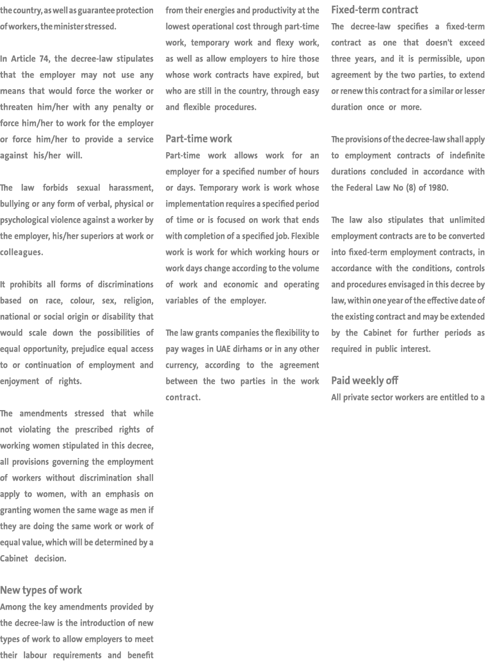 the country, as well as guarantee protection of workers, the minister stressed  In Article 74, the decree-law stipula   