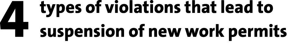 4 types of violations that lead to suspension of new work permits 