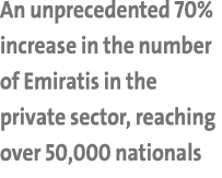 An unprecedented 70% increase in the number of Emiratis in the private sector, reaching over 50,000 nationals