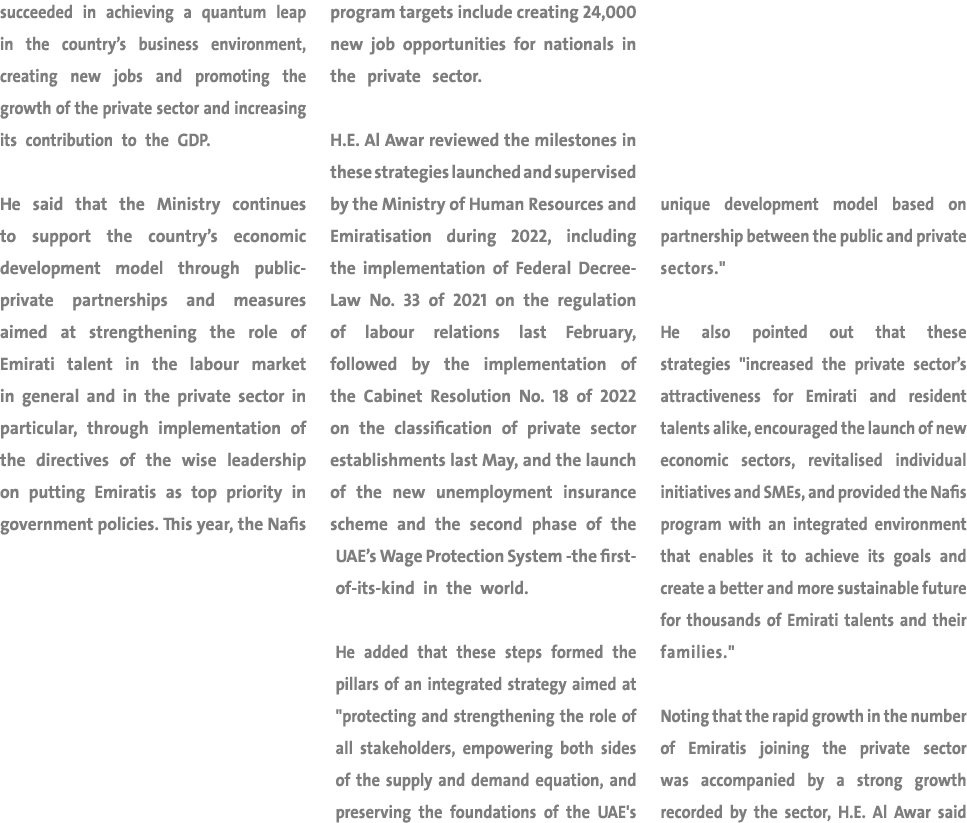 succeeded in achieving a quantum leap in the country’s business environment, creating new jobs and promoting the grow...