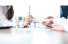 Business adviser analyzing financial figures denoting the progress in the work of the company 