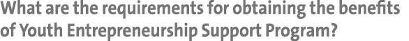 What are the requirements for obtaining the benefits of Youth Entrepreneurship Support Program? 