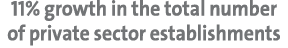 11% growth in the total number of private sector establishments 