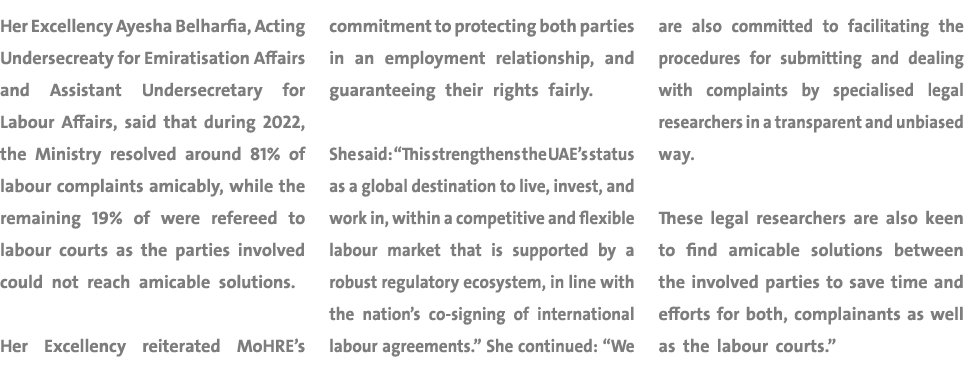 Her Excellency Ayesha Belharfia, Acting Undersecreaty for Emiratisation Affairs and Assistant Undersecretary for Labo...