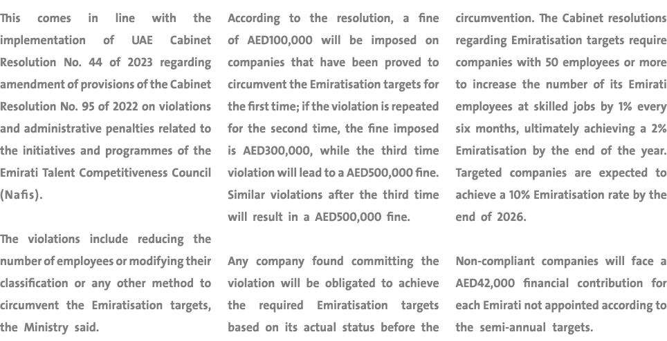 This comes in line with the implementation of UAE Cabinet Resolution No. 44 of 2023 regarding amendment of provisions...