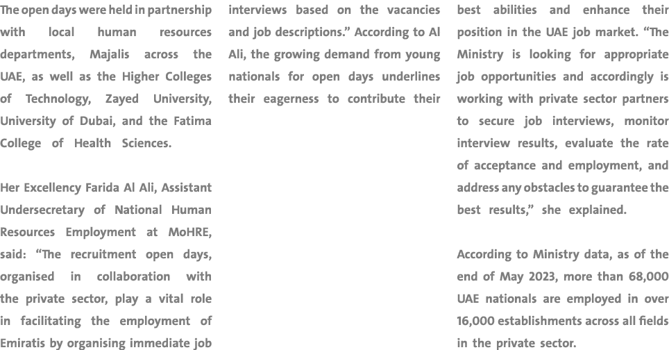 The open days were held in partnership with local human resources departments, Majalis across the UAE, as well as the...