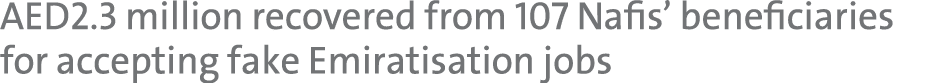 AED2.3 million recovered from 107 Nafis’ beneficiaries for accepting fake Emiratisation jobs