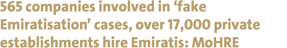 565 companies involved in ‘fake Emiratisation’ cases, over 17,000 private establishments hire Emiratis: MoHRE 