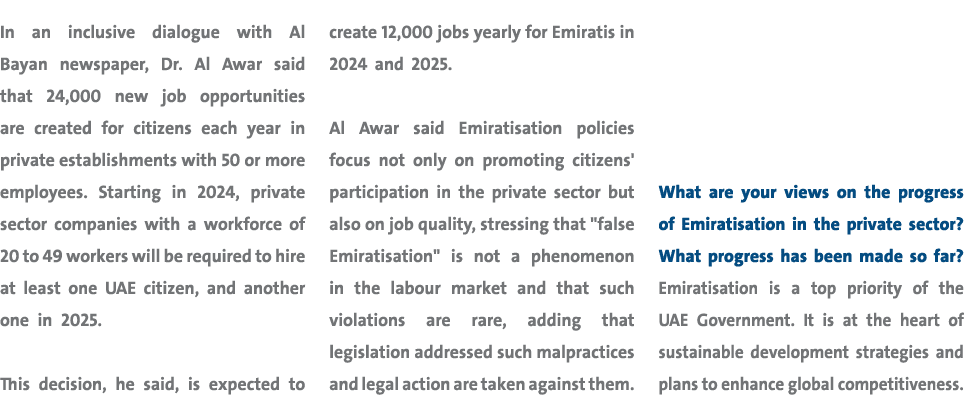 In an inclusive dialogue with Al Bayan newspaper, Dr. Al Awar said that 24,000 new job opportunities are created for ...