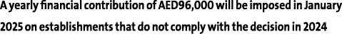 A yearly financial contribution of AED96,000 will be imposed in January 2025 on establishments that do not comply wit...