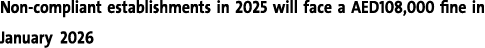 Non compliant establishments in 2025 will face a AED108,000 fine in January 2026 