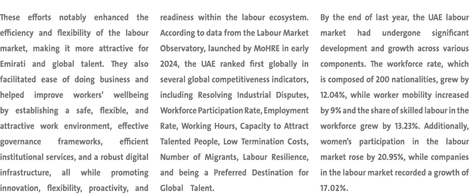 These efforts notably enhanced the efficiency and flexibility of the labour market, making it more attractive for Emi...