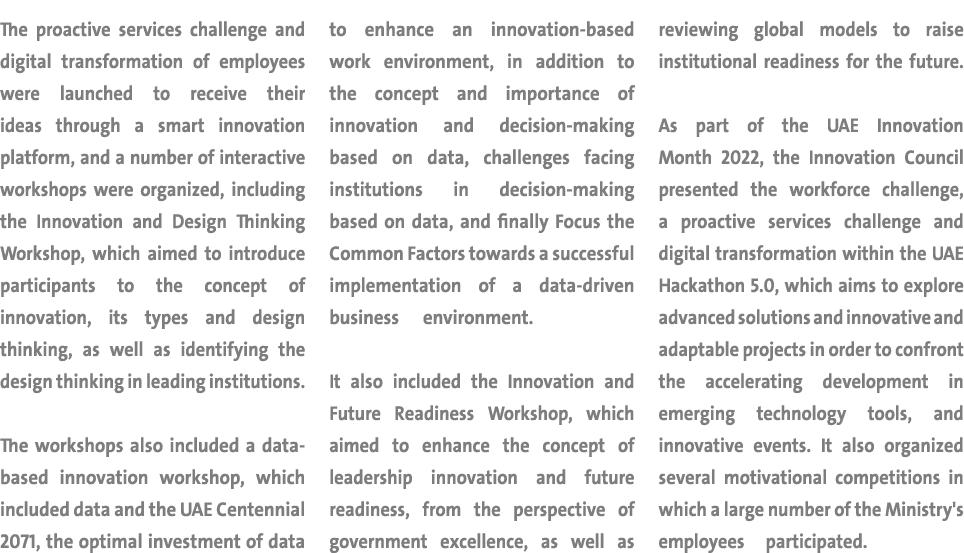 The proactive services challenge and digital transformation of employees were launched to receive their ideas through   