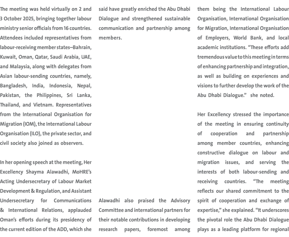 The meeting was held virtually on 2 and 3 October 2025, bringing together labour ministry senior officials from 16 co...