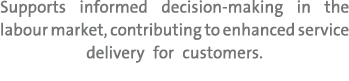 Supports informed decision making in the labour market, contributing to enhanced service delivery for customers. 