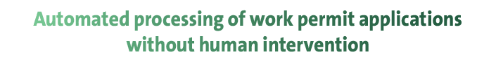Automated processing of work permit applications without human intervention